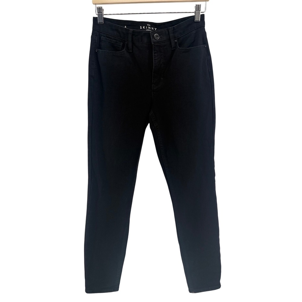 White House Black Market The Skinny Ankle Jeans Black Mid Rise Stretch Size 4 - Picture 2 of 11